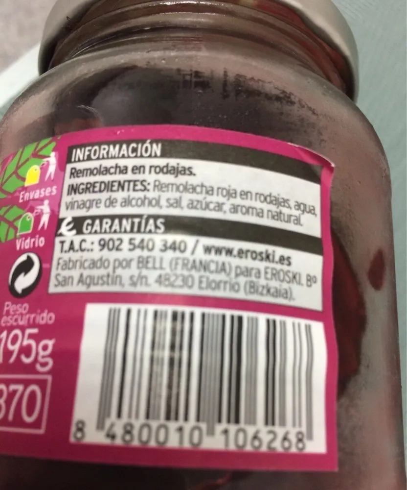 Remolacha en rodajas