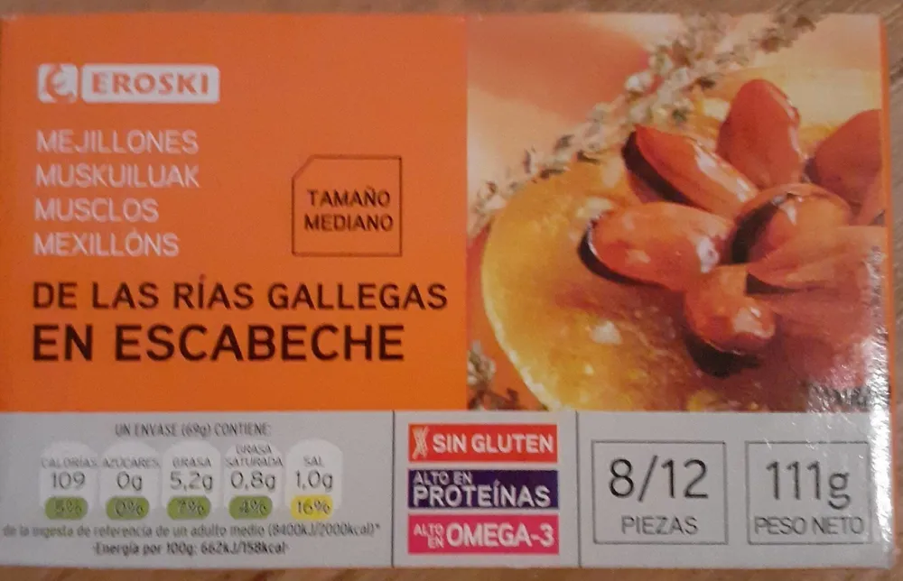 Mejillones de las rías gallegas en escabeche