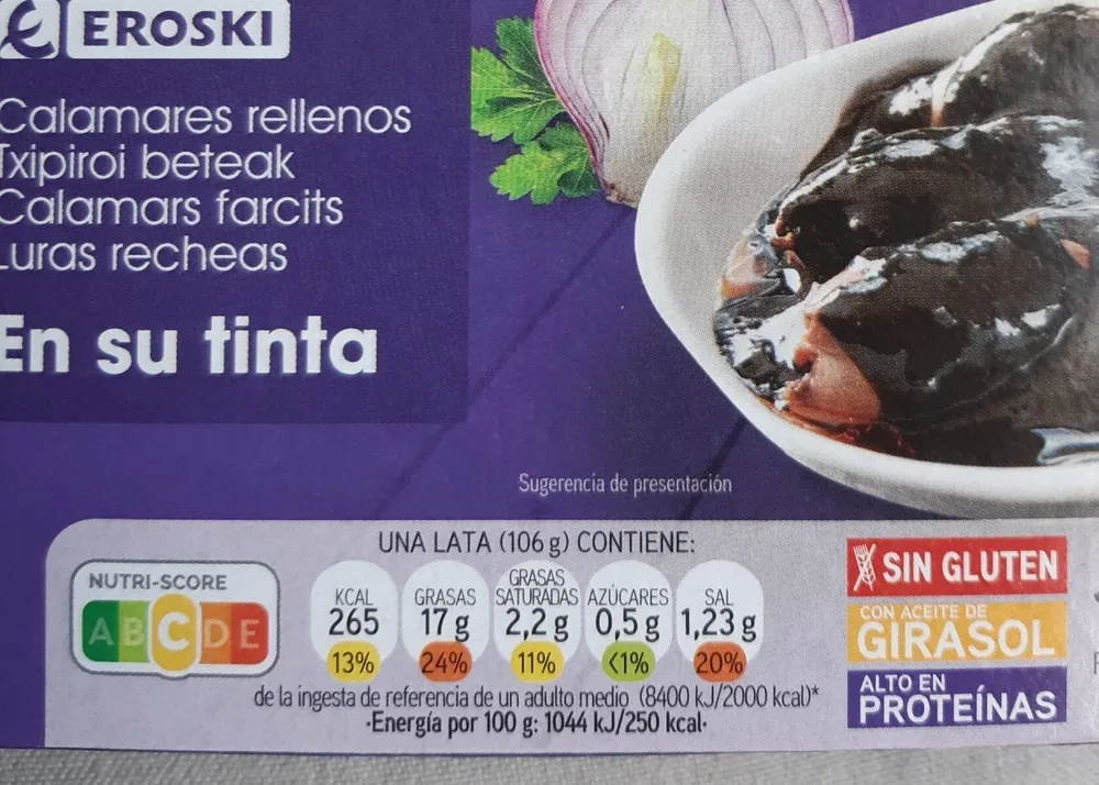 Calamares rellenos en su tinta