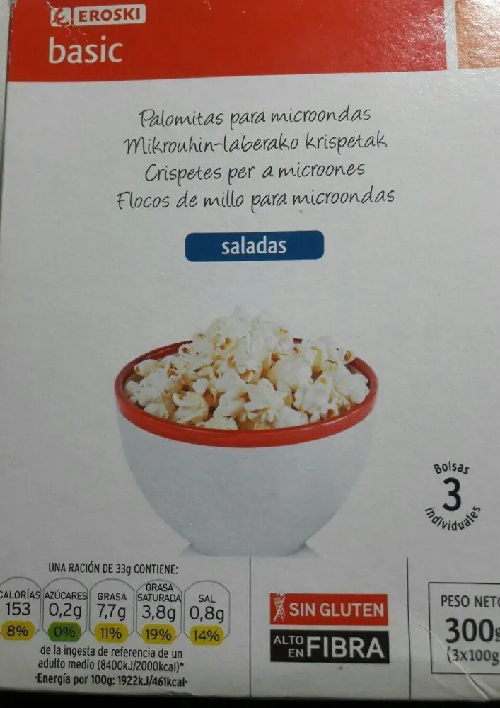 Palomitas para microondas saladas