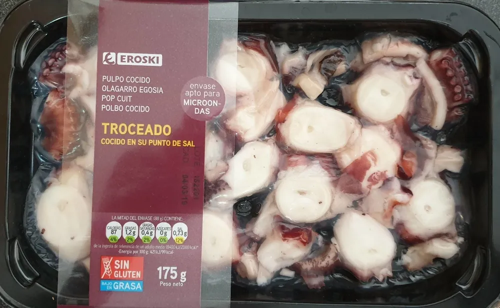 Pulpo cocido troceado