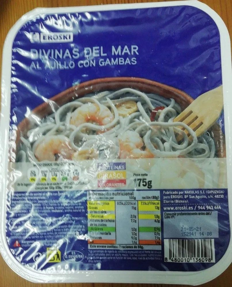 Divinas del mar al ajillo con gambas
