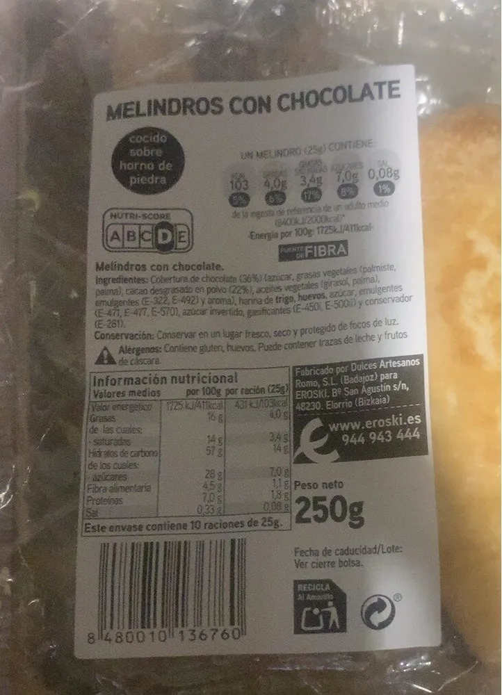 Melindros con chocolate
