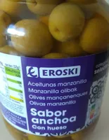 Aceitunas manzanilla sabor anchoa con hueso