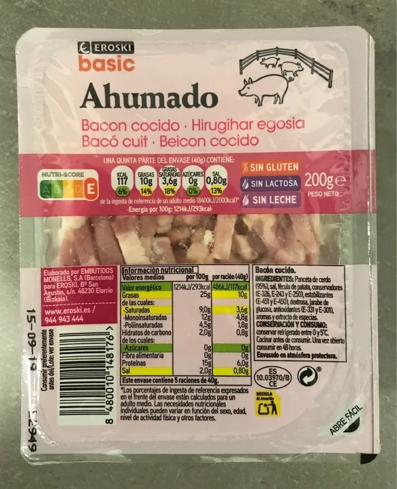 Bacon cocido ahumado