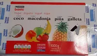 Yogur sabor coco/macedonia/pina/galleta