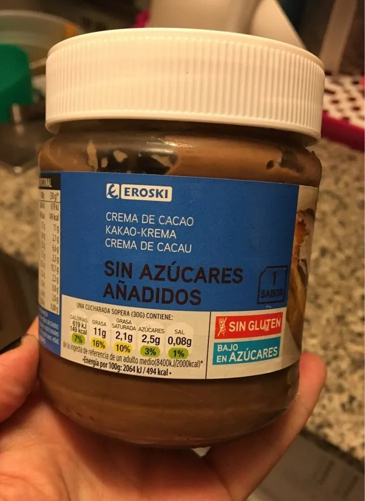 Crema de cacao sin azucares