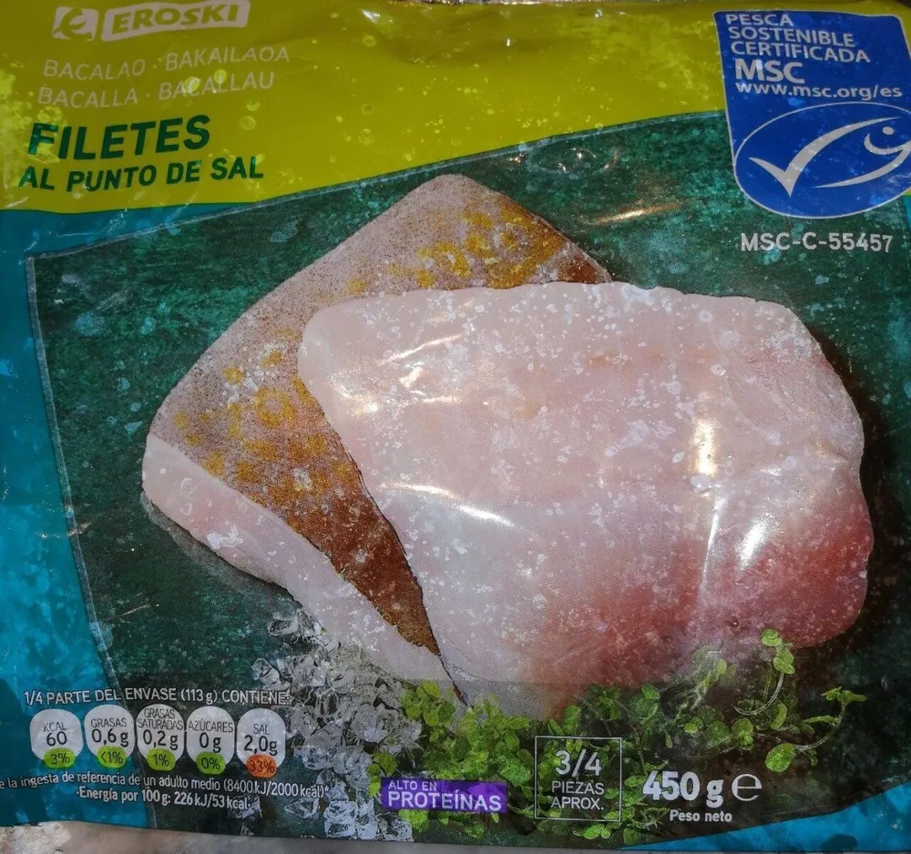 Filetes de bacalao al punto de sal