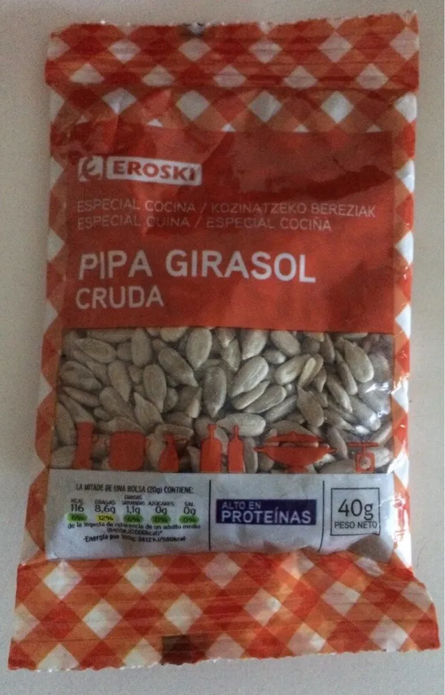 Pipa girasol cruda