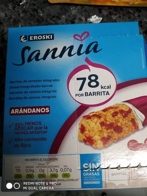 Barritas de cereales con arándanos