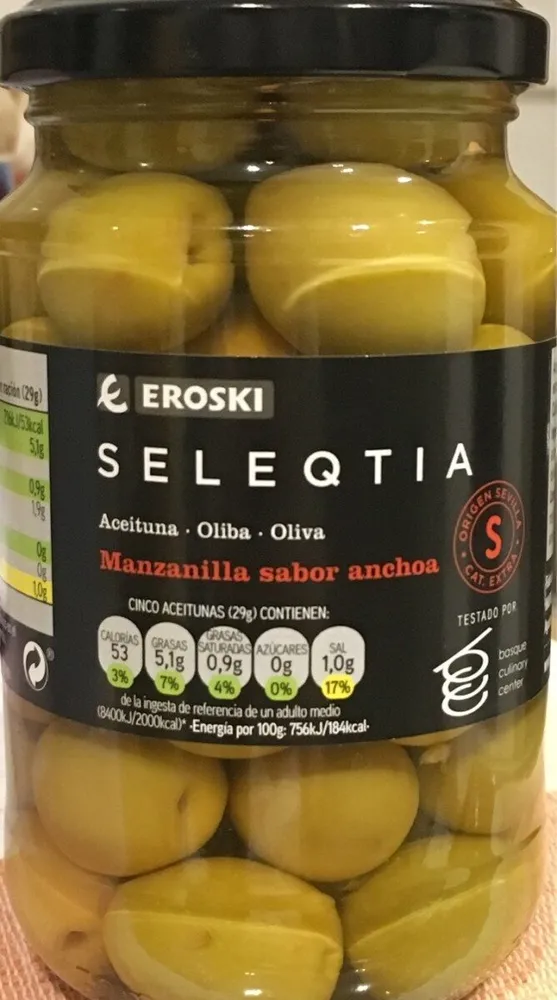 Aceituna manzanilla sabor anchoa