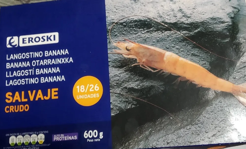 Langostino banana salvaje crudo