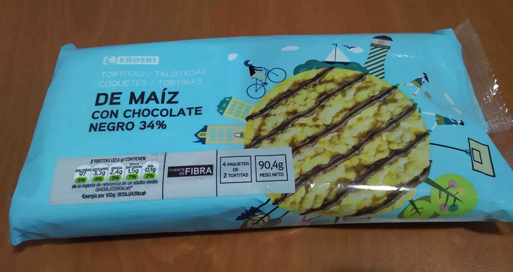 Tortitas de maíz con chocolate negro