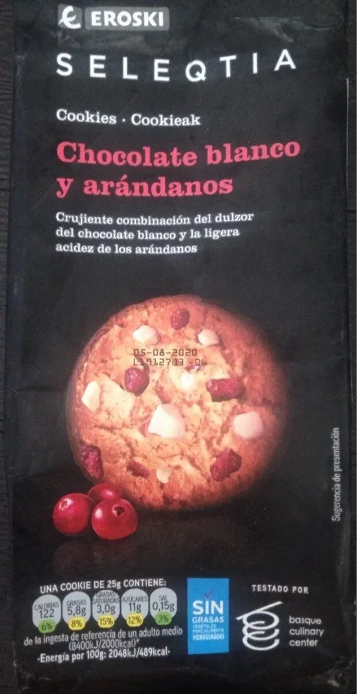 Seleqtia, cookies de chocolate blanco y arándanos