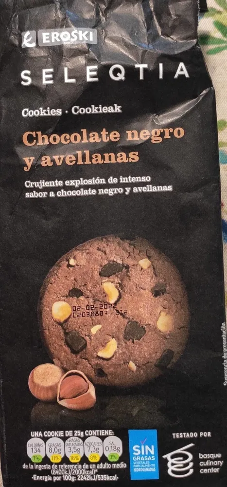 Cookies SELEQTIA. Chocolate negro y avellanas