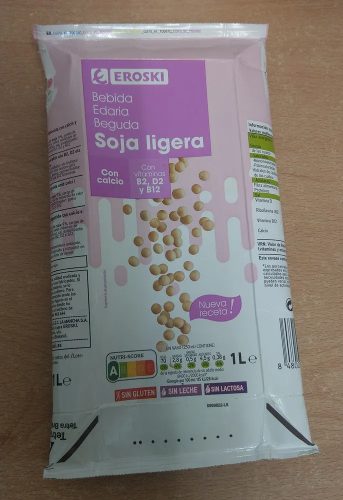 Bebida de soja ligera