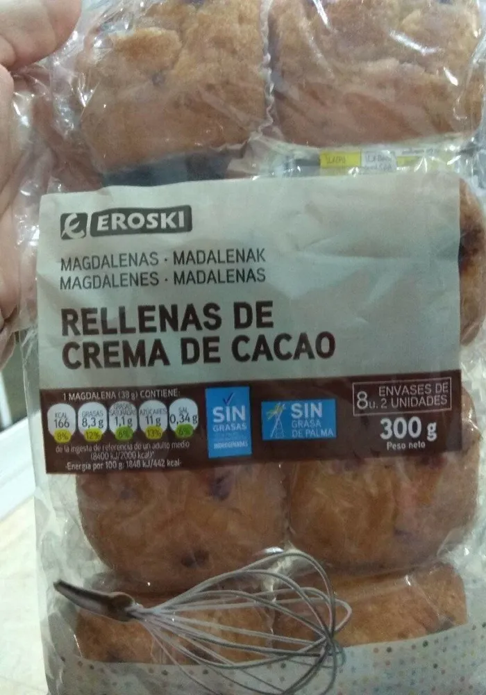 Magdalenas rellenas de crema de cacao
