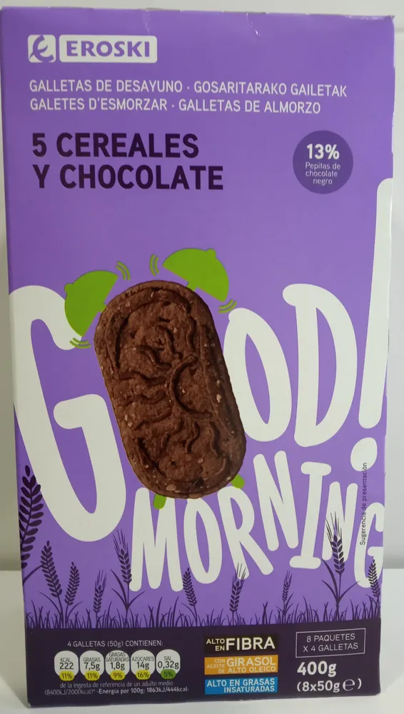Galletas de desayuno 5 cereales y chocolate