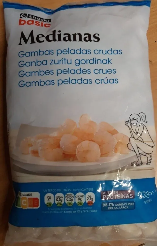 Gambas peladas crudas