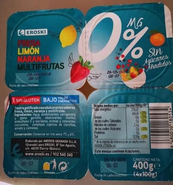 Gelatina multifrutas 0%
