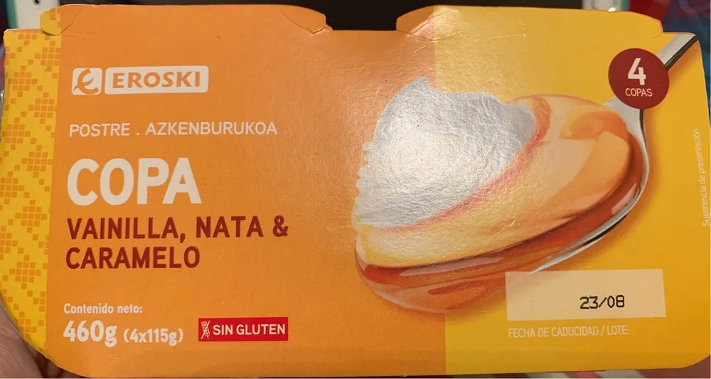 Copa vainilla, nata y caramelo