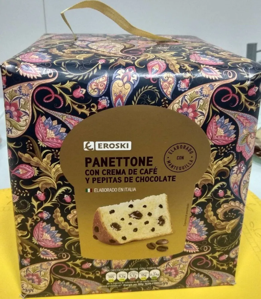 Panettone con crema de café y pepitas de chocolate