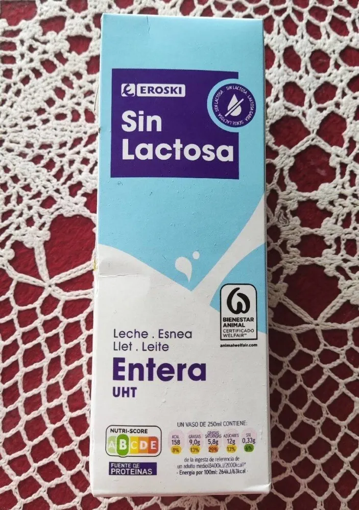 Leche entera sin lactosa