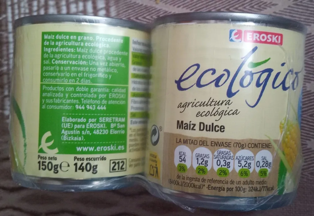 Maíz dulce ecológico