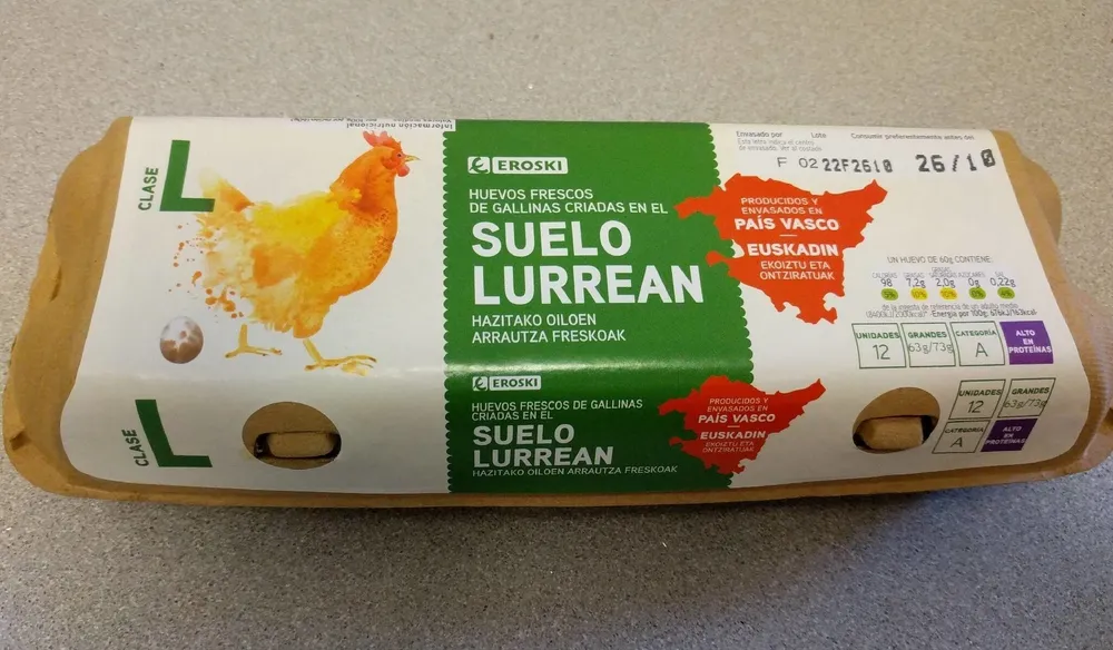 Huevos frescos de gallinas criadas en el suelo