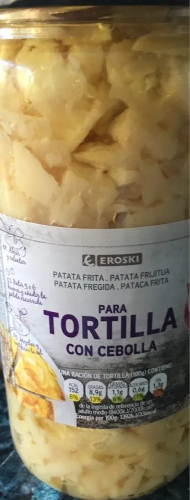 Patata para tortilla con cebolla