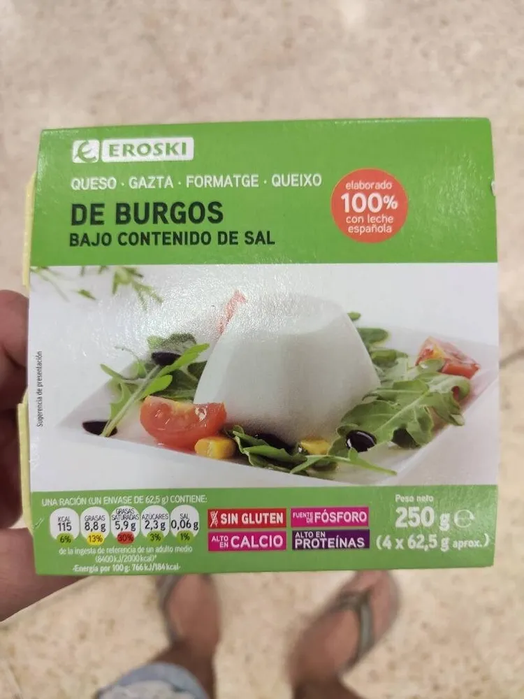 Queso de Burgos bajo contenido en sal