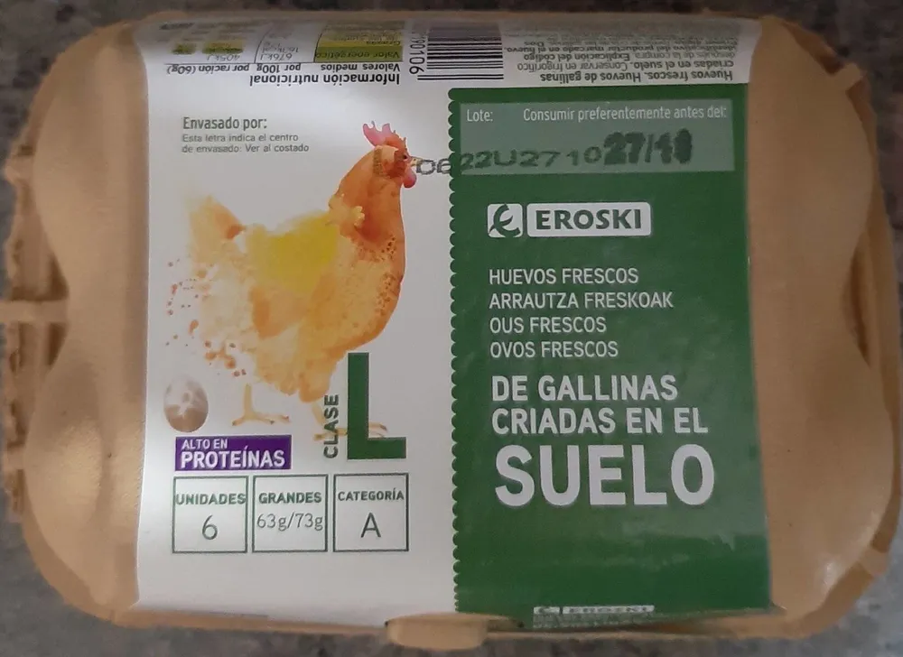 Huevos frescos de gallinas criadas en el suelo