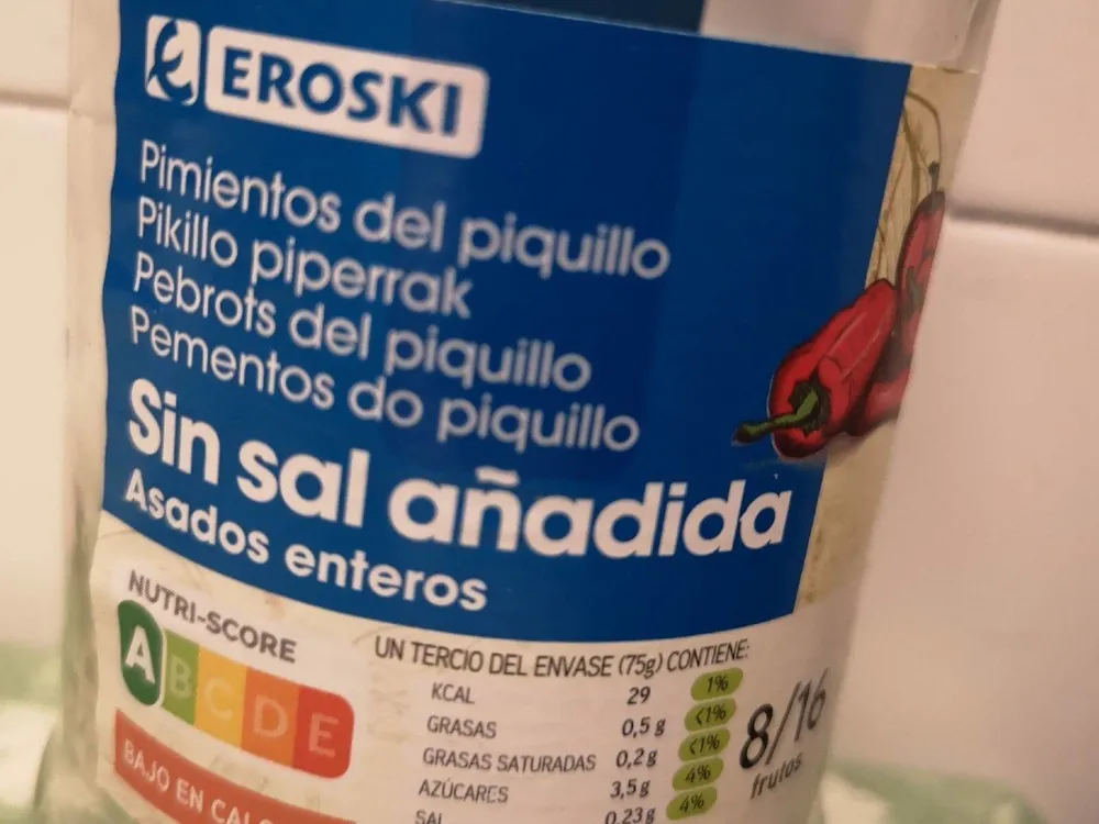 Pimientos del piquillo asados enteros sin sal añadida