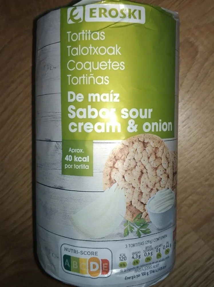 Tortitas de maíz sabor sour cream & onion