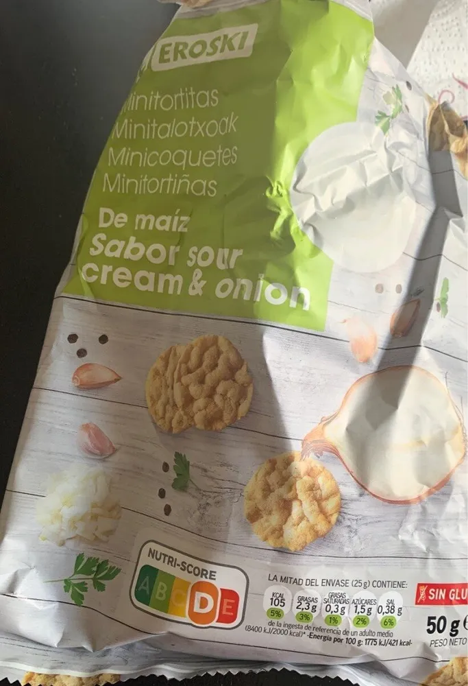 Mini tortitas de maiz sabor sour cream and onion