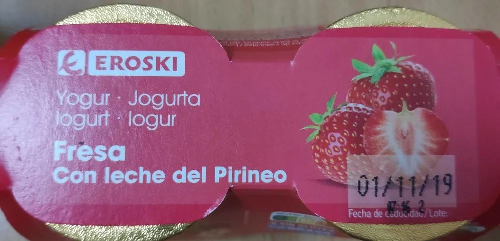 Yogur de fresa con leche del Pirineo