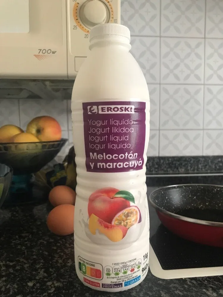 Yogur líquido melocotón y maracuyá