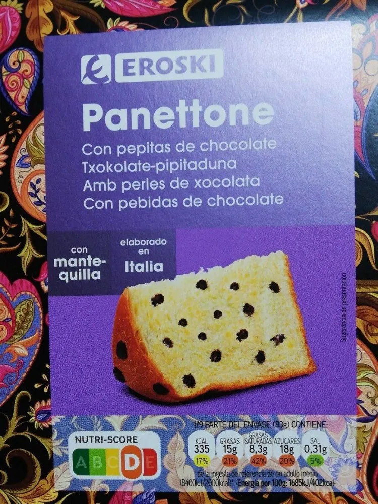 Panettone con pepitas de chocolate