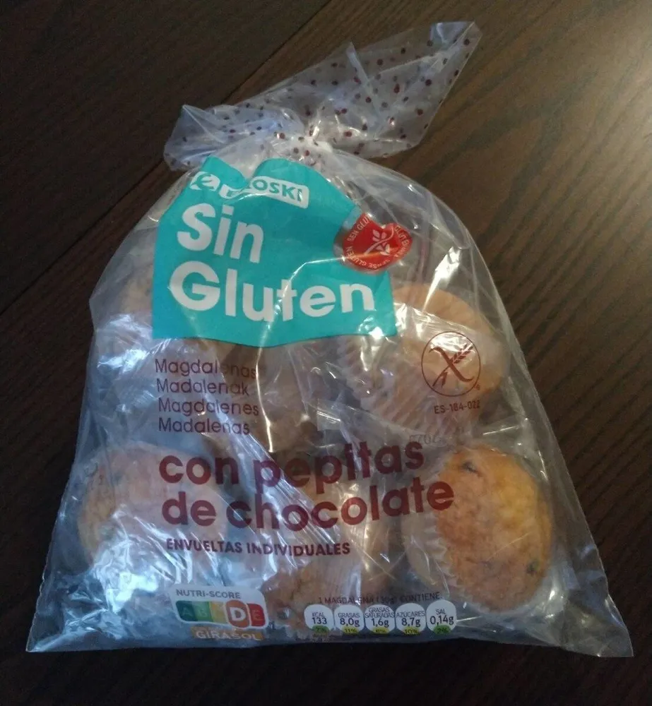 Magdalenas con pepitas de chocolate