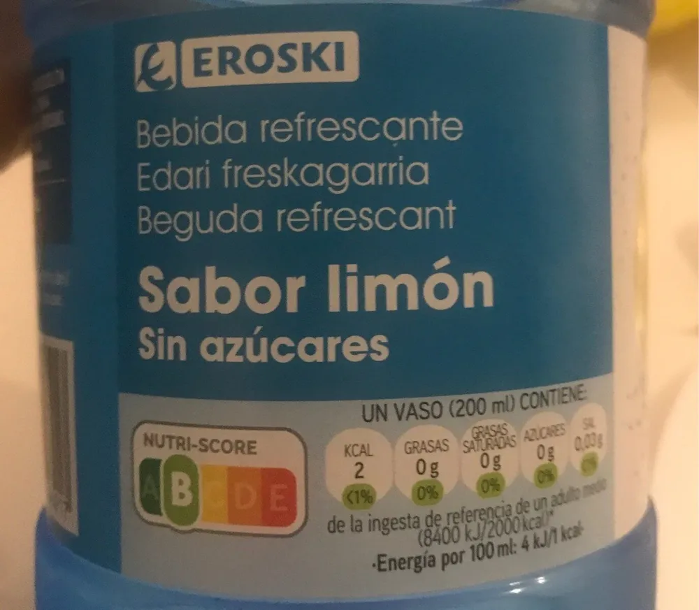 Bebida refrescante sabor limon sin azucares