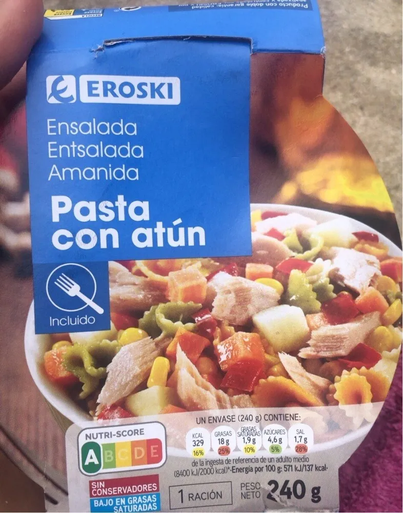 Ensalada de pasta con atun