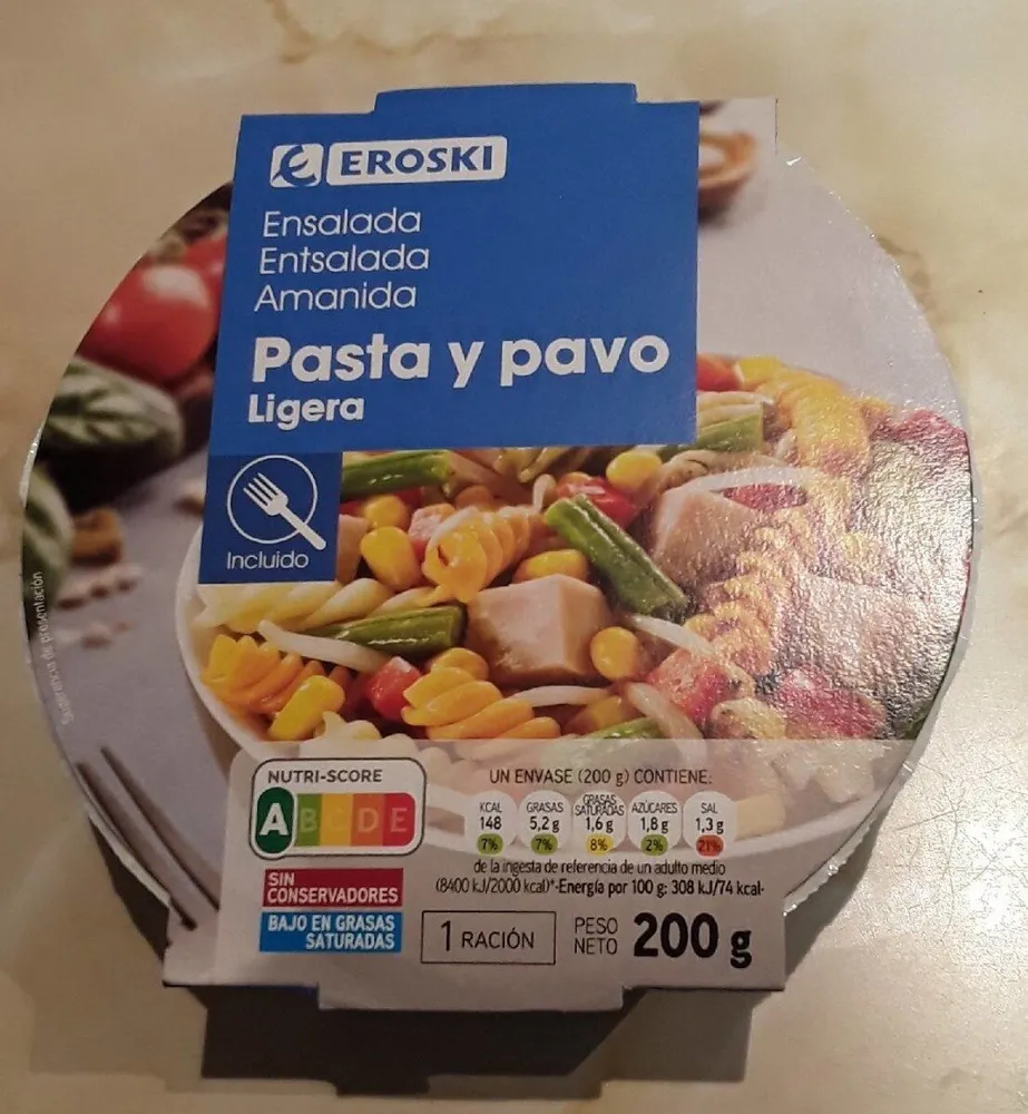 Ensalada pasta y pavo