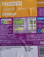 Calamar limpio congelado