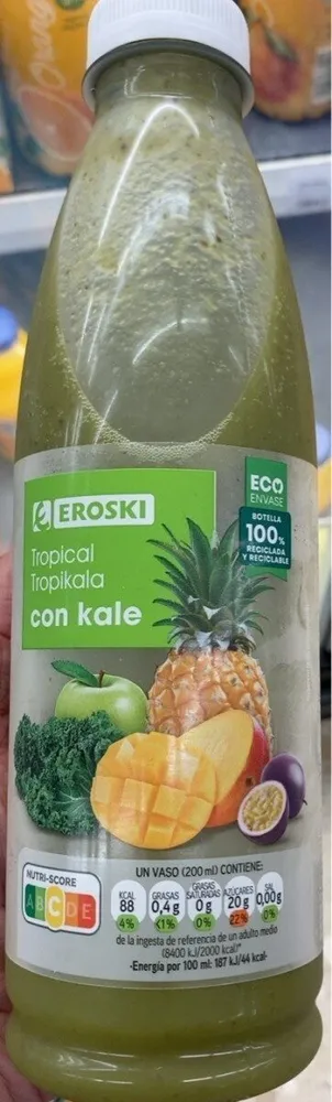Zumo tropical con kale