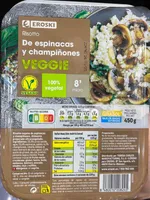 Risotto de espinacas e champinones