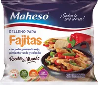 Relleno para Fajitas con pollo, pimiento rojo, pimiento verde y cebolla