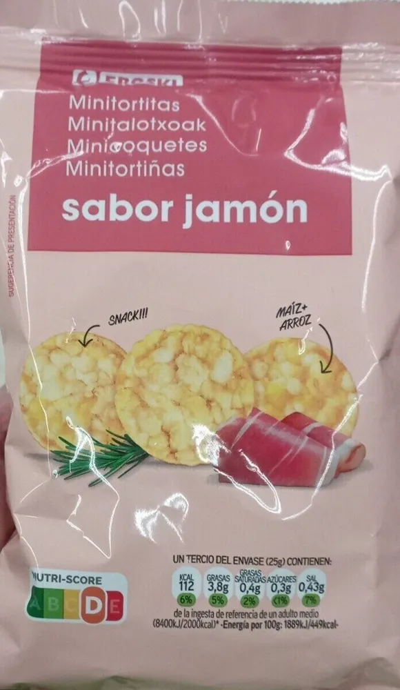 Mini tortitas maíz y arroz sabor jamón