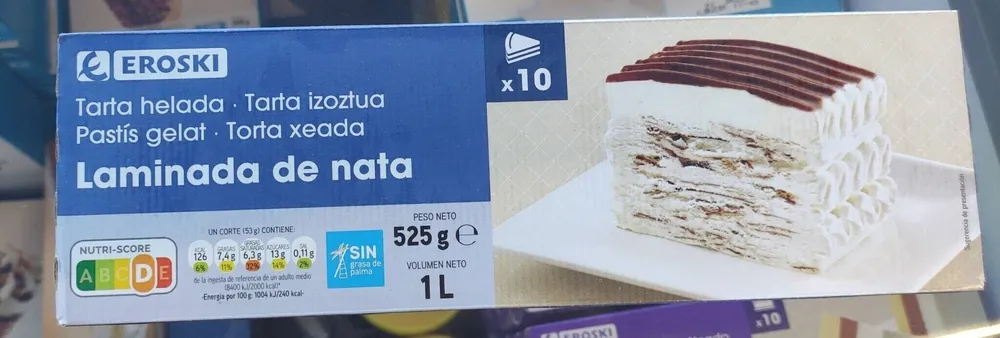 Tarta laminada de nata