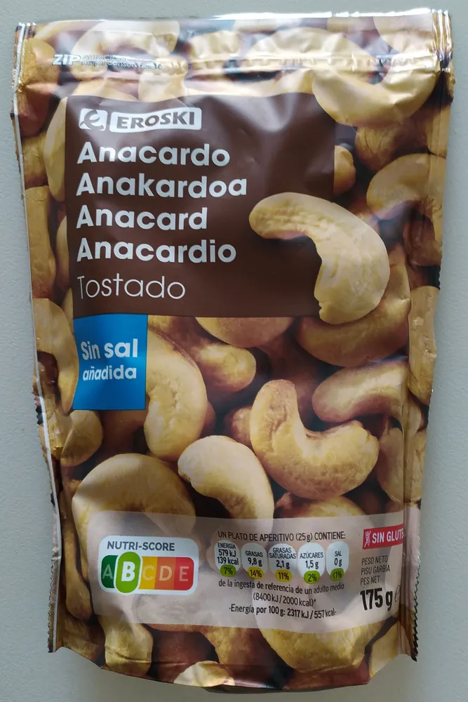 Anacardo Tostado Sin Sal