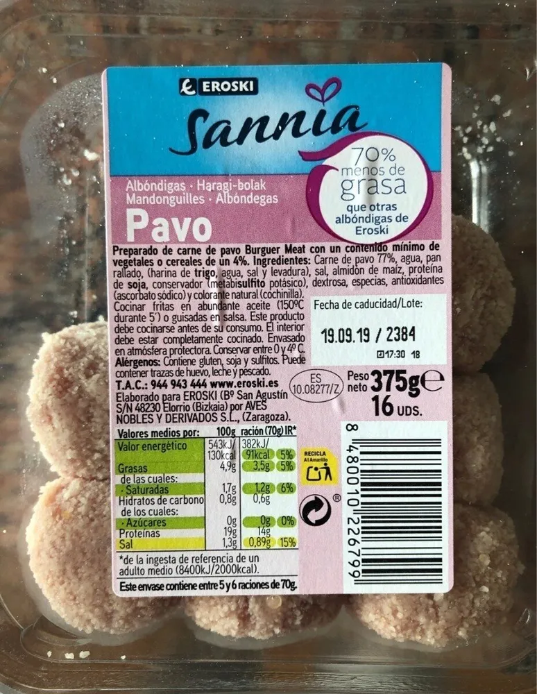 Albóndigas de pavo